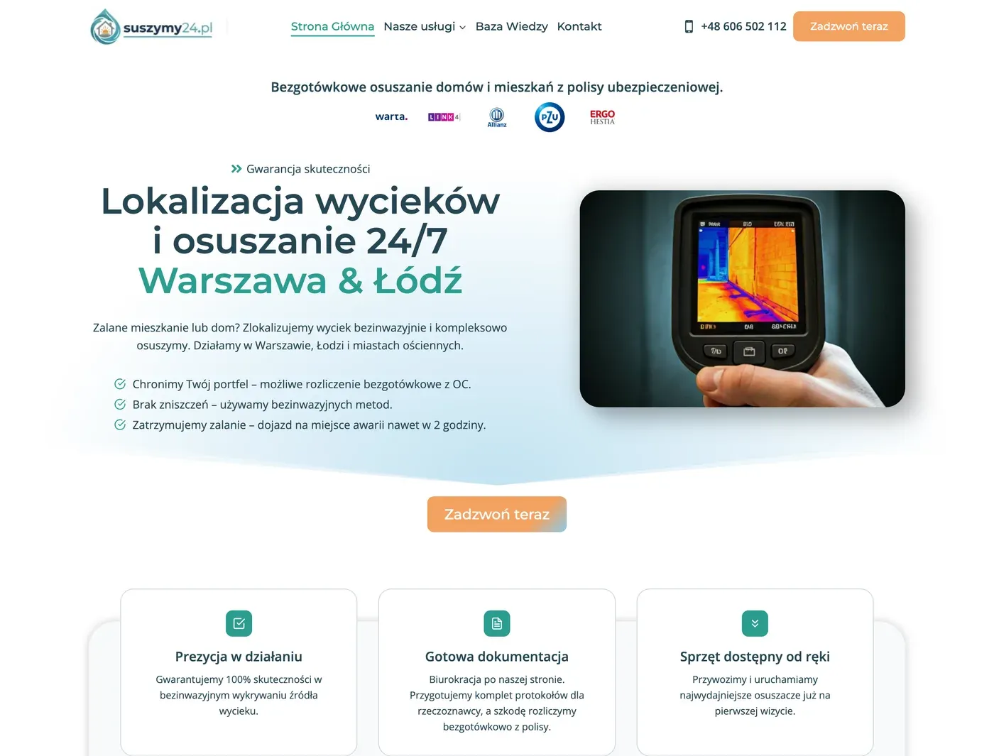 Strona Suszymy24: widok strony głównej